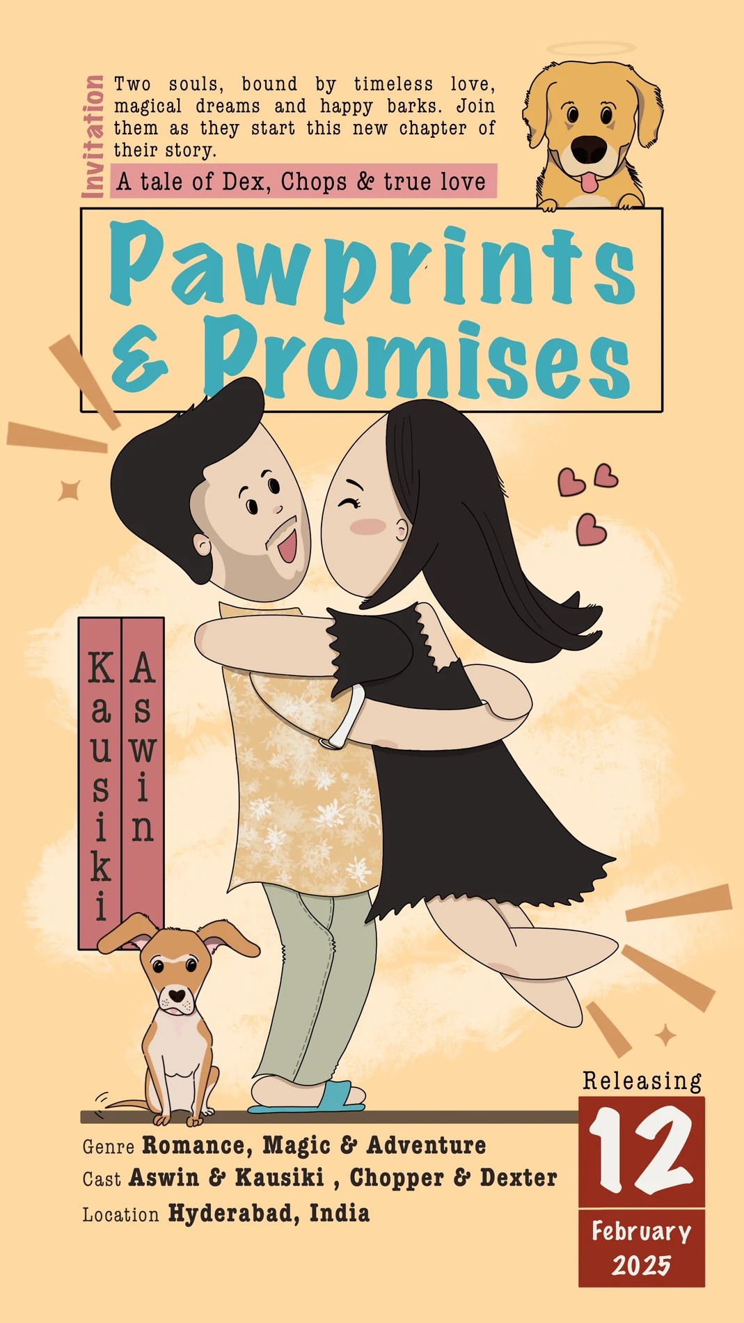 Pawprints & Promises, Uma’s hand-drawn wedding invitation